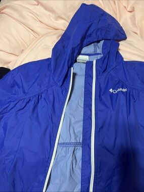 Columbia Blue Hooded Windbreaker with White Trim